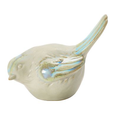 Hello Honey Stoneware Bird, Reactive Glaze, White & Blue, 3 Styles (Each One Will Vary)