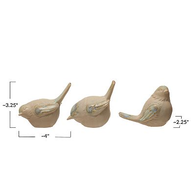 Hello Honey Stoneware Bird, Reactive Glaze, White & Blue, 3 Styles (Each One Will Vary)