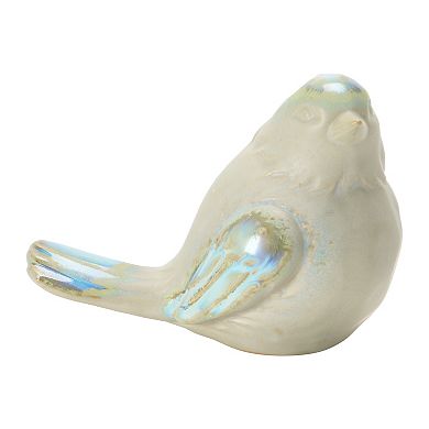 Hello Honey Stoneware Bird, Reactive Glaze, White & Blue, 3 Styles (Each One Will Vary)