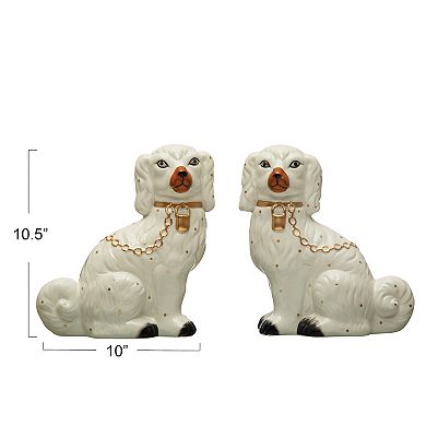 Hello Honey Decorative Staffordshire Dog with Collar and Leash, Set of 2, Multicolor