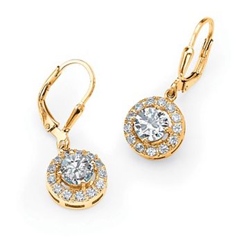 PalmBeach Jewelry 2.51 TCW Round Cubic Zirconia Halo Drop Earrings
