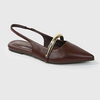 Reina Slingback Flats with Gold-Tone Bar Detail