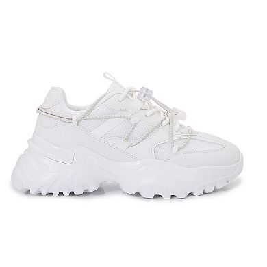 Branch Mixed Material Lace-Up Sneakers