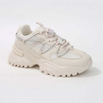 Branch Mixed Material Lace-Up Sneakers