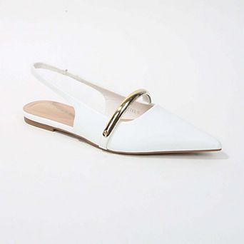 Reina Slingback Flats with Gold-Tone Bar Detail