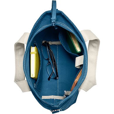 Lands' End Small 3-Pocket Zip Top Canvas Tote Bag
