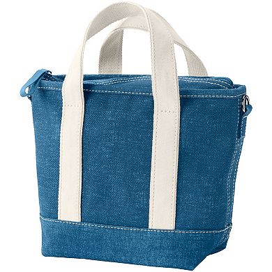 Lands' End Small 3-Pocket Zip Top Canvas Tote Bag