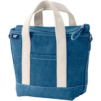 Lands' End Small 3-Pocket Zip Top Canvas Tote Bag