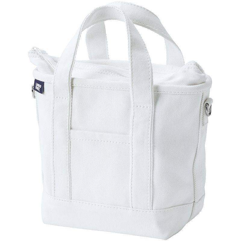 Lands' End Small 3-Pocket Zip Top Canvas Tote Bag, White