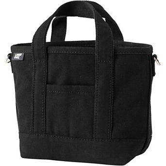 Lands' End Small 3-Pocket Open Top Canvas Tote Bag