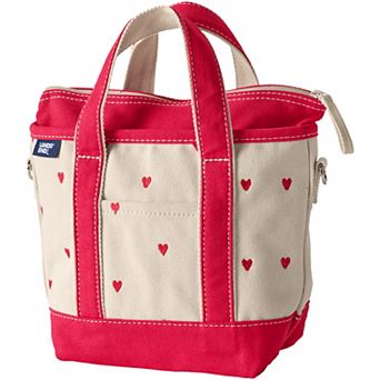 Lands' End Small Embroidered Canvas Zip-Top Tote Bag