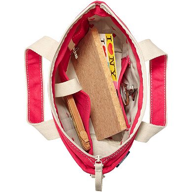 Lands' End Small Embroidered Canvas Zip-Top Tote Bag