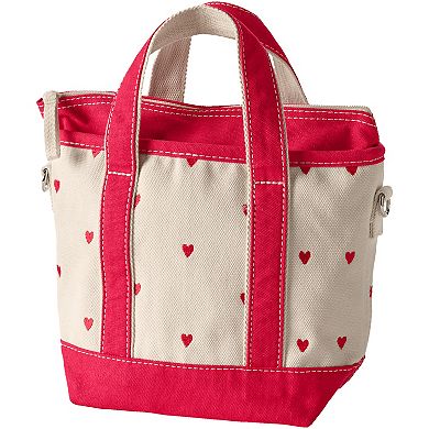 Lands' End Small Embroidered Canvas Zip-Top Tote Bag