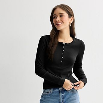 Juniors' SO® Long Sleeve Henley Top