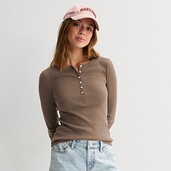 Juniors' SO® Long Sleeve Henley Top