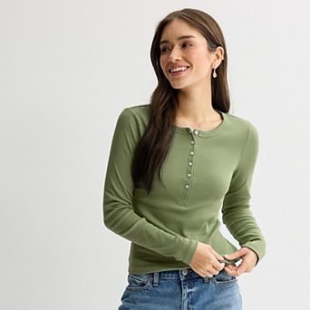Juniors' SO® Long Sleeve Henley Top
