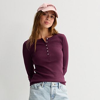 Juniors' SO® Long Sleeve Henley Top