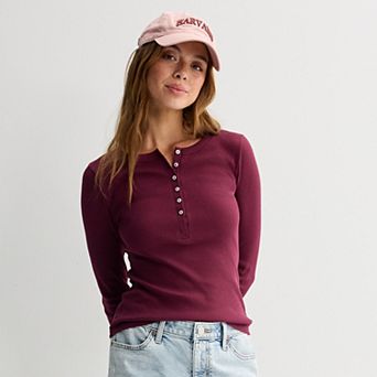 Juniors' SO® Long Sleeve Henley Top