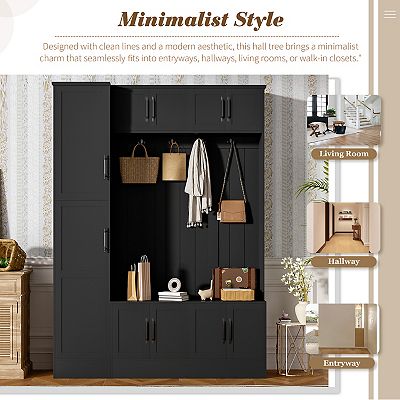 Merax 79'' Tall Modern Hall Tree with Shoe Storage, 4-in-1