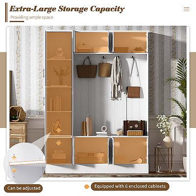 Merax 79'' Tall Modern Hall Tree with Shoe Storage, 4-in-1