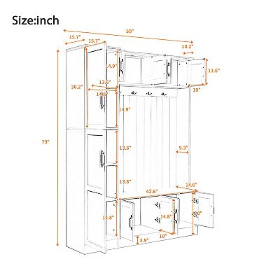 Merax 79'' Tall Modern Hall Tree with Shoe Storage, 4-in-1