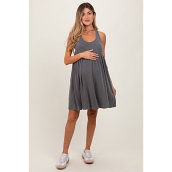 Maternity Ribbed Sleeveless Open Back Midi Dress