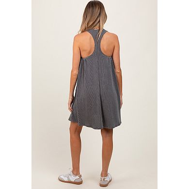 Maternity Ribbed Sleeveless Open Back Midi Dress