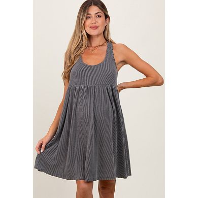 Maternity Ribbed Sleeveless Open Back Midi Dress