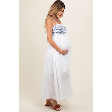 Maternity Blue Floral Lace-Up Back Maternity Maxi Dress