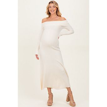 Maternity Off Shoulder Midi Sweater Dress