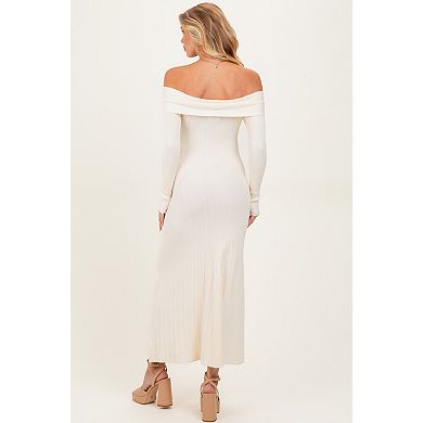Maternity Off Shoulder Midi Sweater Dress