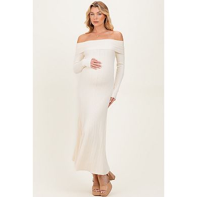 Maternity Off Shoulder Midi Sweater Dress
