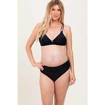Maternity Crochet Detail Double Strap Bikini Set