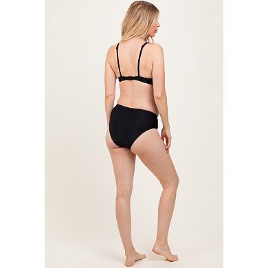 Maternity Crochet Detail Double Strap Bikini Set