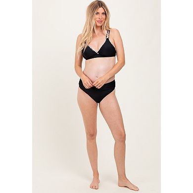 Maternity Crochet Detail Double Strap Bikini Set