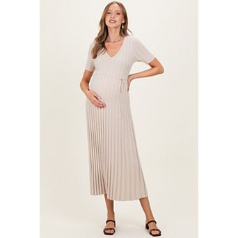 Maternity Ribbed Short Sleeve Knit Maxi Dress