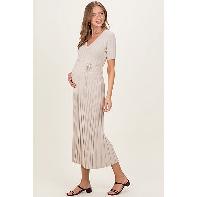 Maternity Ribbed Short Sleeve Knit Maxi Dress
