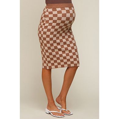 Maternity Checkered Knit Skirt