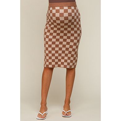 Maternity Checkered Knit Skirt