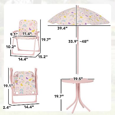 Qaba Kids Picnic Table and Chair Set, Activity Table with Chairs, Umbrella