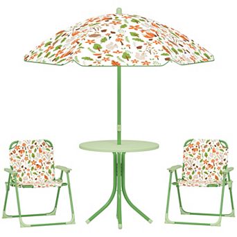 Qaba Kids Picnic Table and Chair Set, Activity Table with Chairs, Umbrella