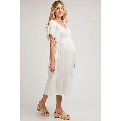 Maternity Smocked Ruffle Dress