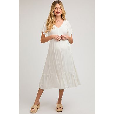 Maternity Smocked Ruffle Dress