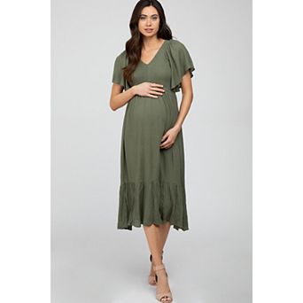 Maternity Smocked Ruffle Dress