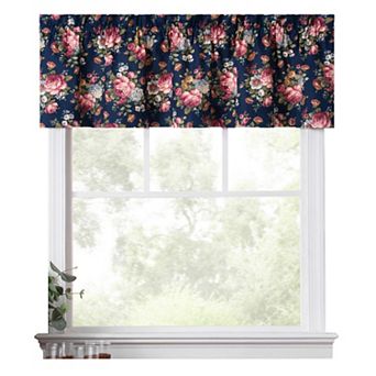 Stylish Medium Scale Poly/Cotton Printed Floral Pattern Rod Pocket Tailored Valance for Windows