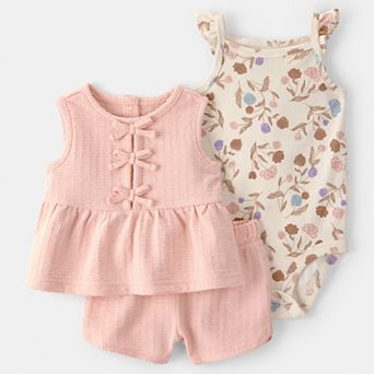 Baby Girl Carter's 3 pc Top, Bodysuit & Shorts Set