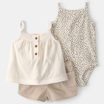 Baby Girl Carter's 3 pc Cheetah Top & Shorts Set