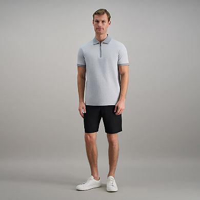 Men's Haggar® Short Sleeve Rib Knit Quarter Zip Polo