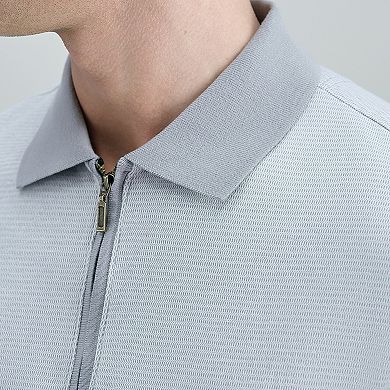 Men's Haggar® Short Sleeve Rib Knit Quarter Zip Polo