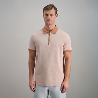 Men's Haggar® Short Sleeve Rib Knit Quarter Zip Polo